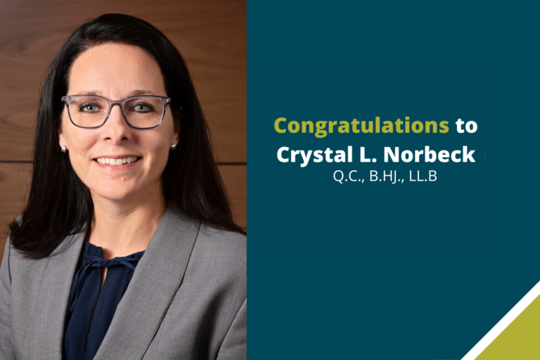 Congratulations to Crystal Norbeck, K.C.,